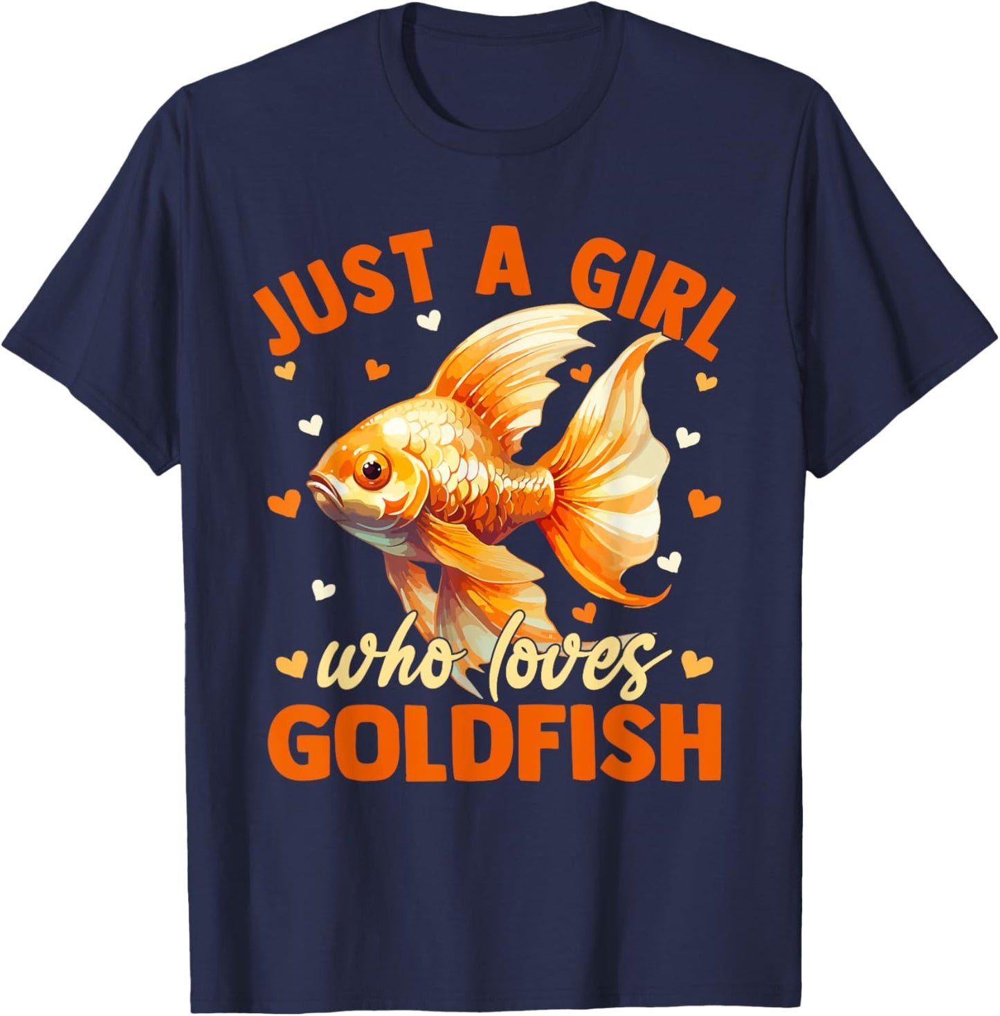 Floral Goldfish Just A Girl Who Loves Goldfish T-Shirt - T-Shirt | Navy
