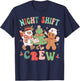 Retro Night Shift Nurse Crew Christmas Night Shift Nursing T-Shirt - T-Shirt | Navy