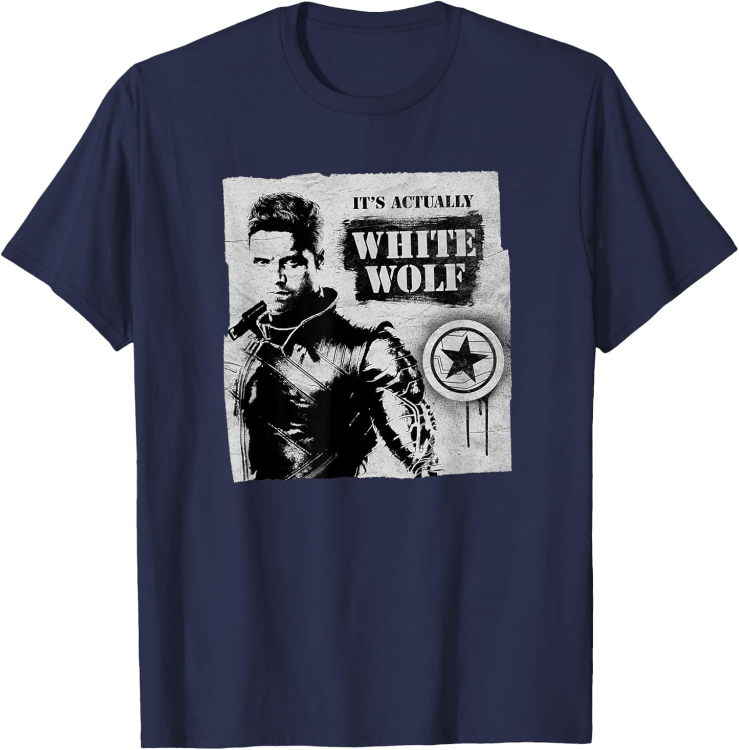 The Falcon and the Winter Soldier Bucky Barnes White Wolf T-Shirt - T-Shirt | Navy