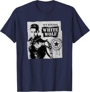 The Falcon and the Winter Soldier Bucky Barnes White Wolf T-Shirt - T-Shirt | Navy