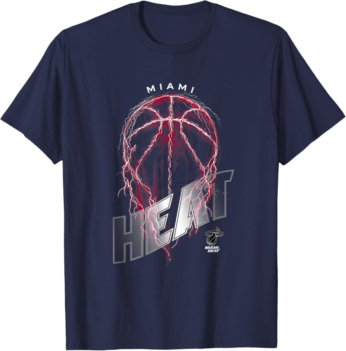 NBA Miami Heat Lightning Bolt Basketball Logo T-Shirt - T-Shirt | Navy