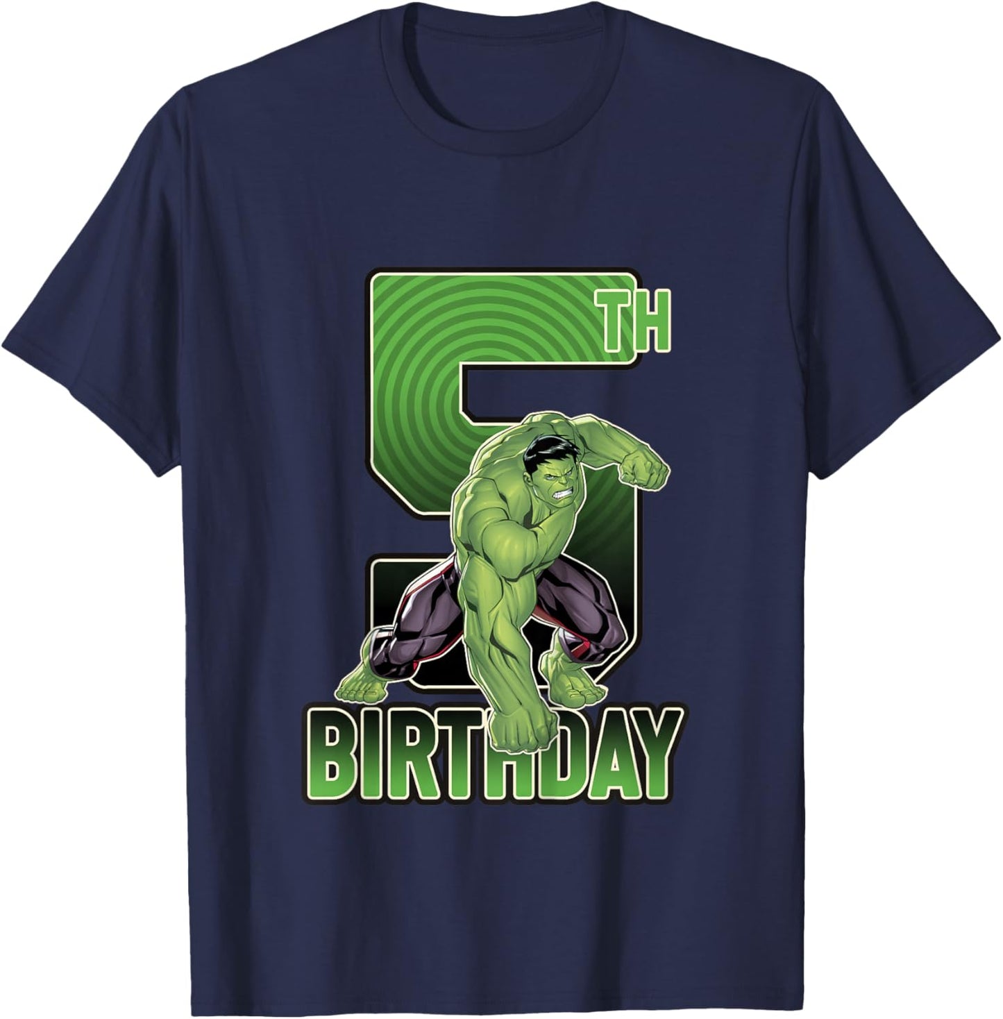 Kids Marvel Avengers Classic Incredible Hulk Smash 5th Birthday T-Shirt - T-Shirt | Navy