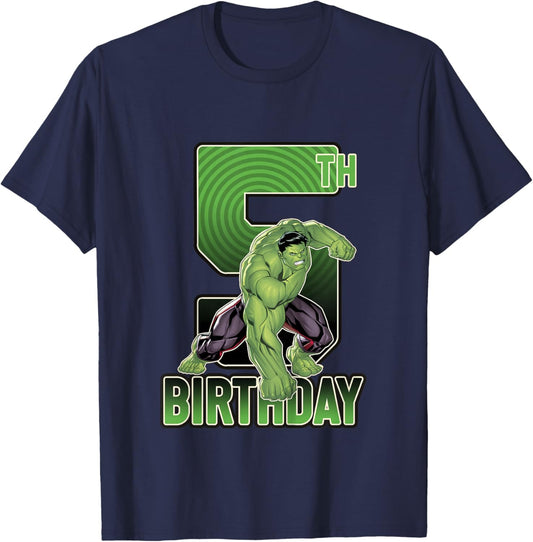 Kids Marvel Avengers Classic Incredible Hulk Smash 5th Birthday T-Shirt - T-Shirt | Navy
