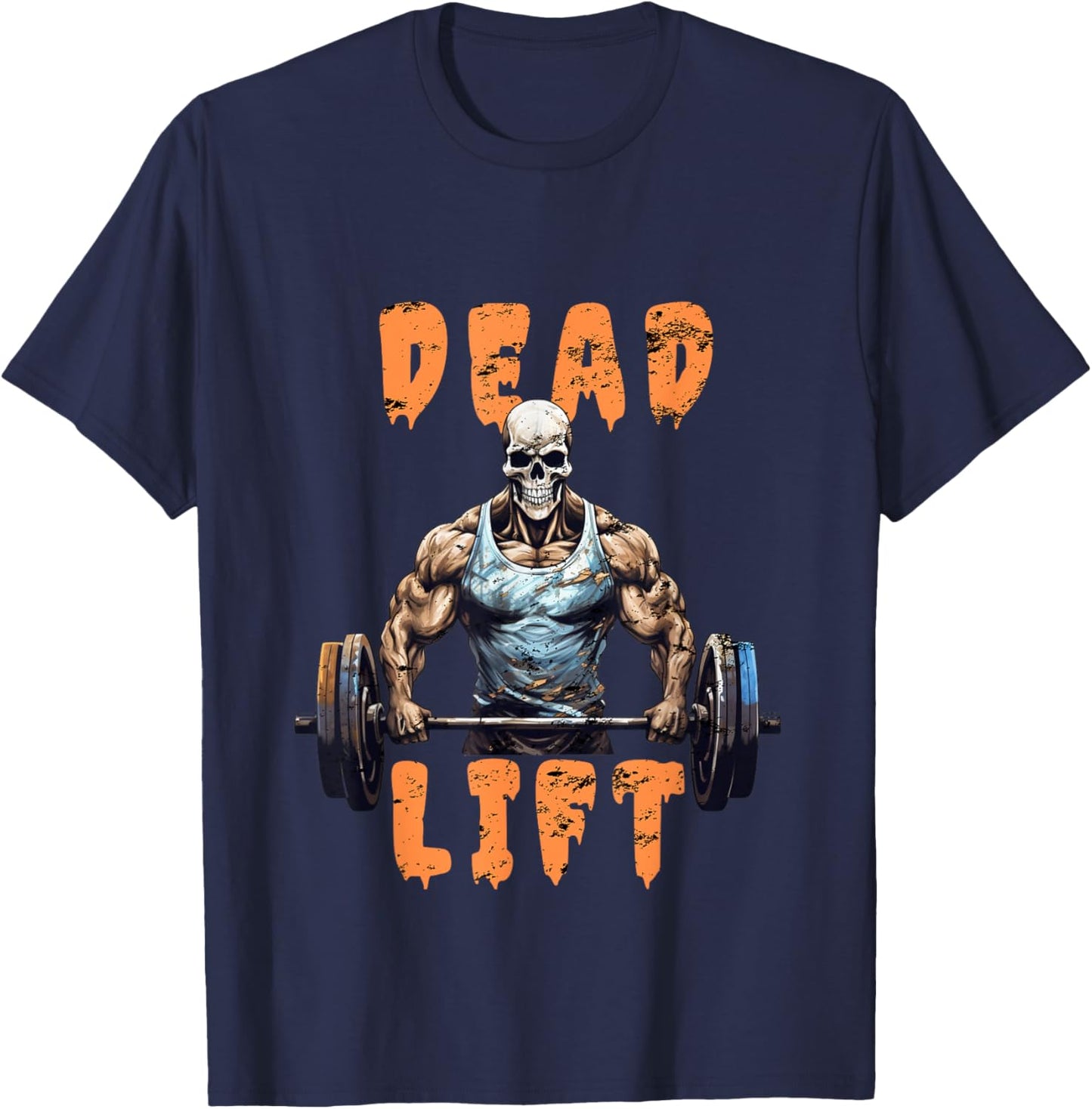 Deadlift Skeleton Gym Lifting Weights Training - Halloween T-Shirt - T-Shirt | Navy
