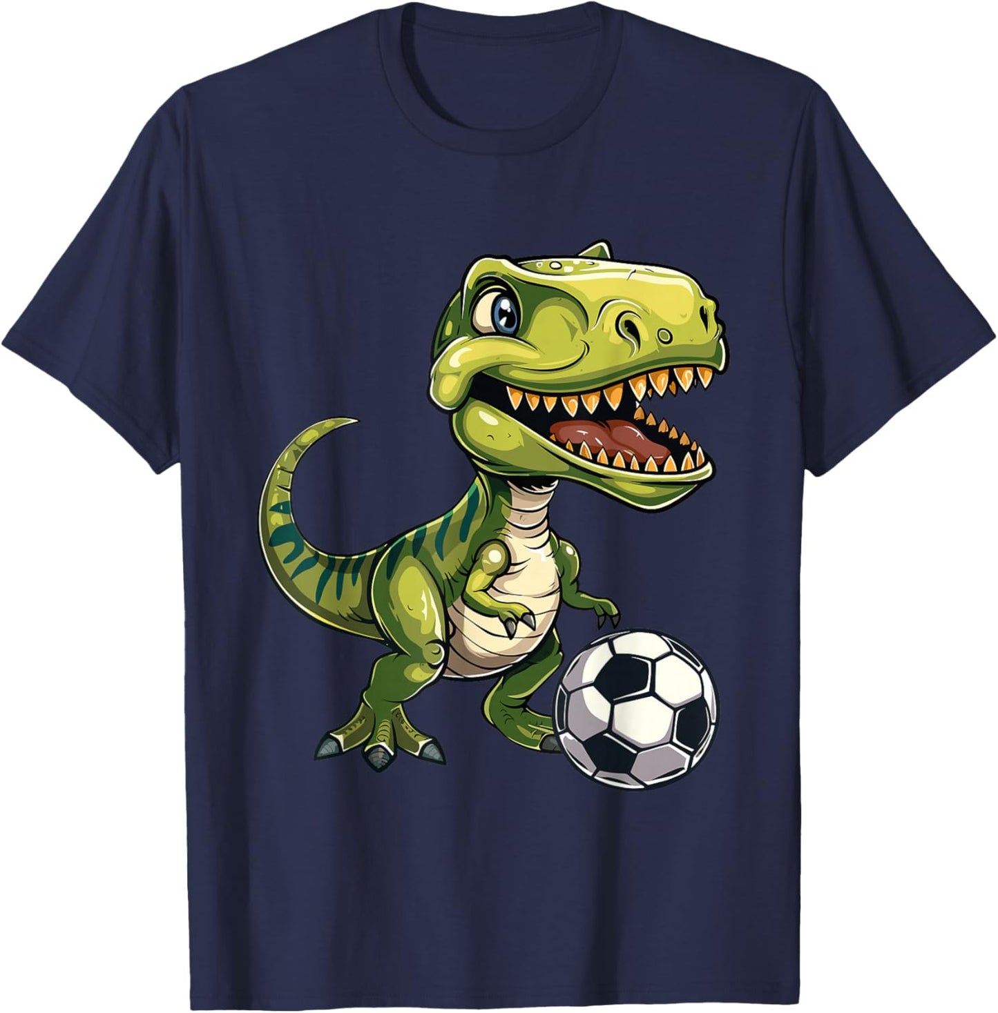 T-Rex playing soccer ball, soccer for kids T-Shirt - T-Shirt | Navy