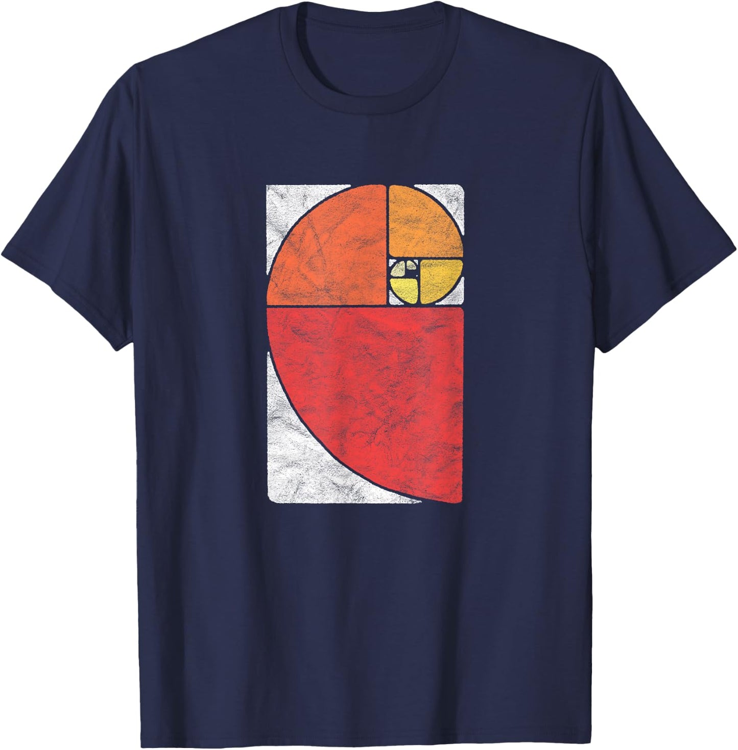 Vintage Fibonacci Sequence Golden Ratio Spiral Distressed T-Shirt - T-Shirt | Navy