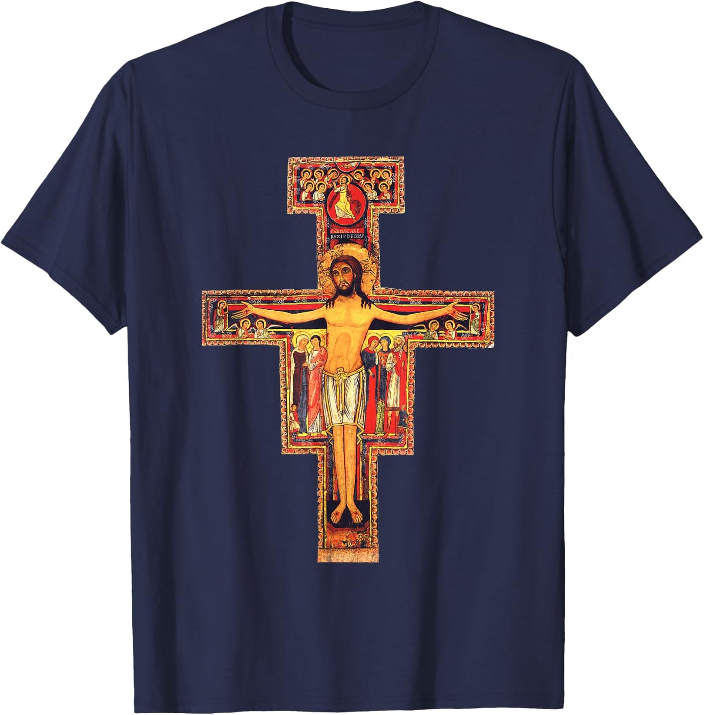 San Damiano Catholic Saint Cross T-Shirt - T-Shirt | Navy