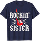 Sister Rockin One Birthday Family Matching Rock Guitar T-Shirt - T-Shirt | Navy
