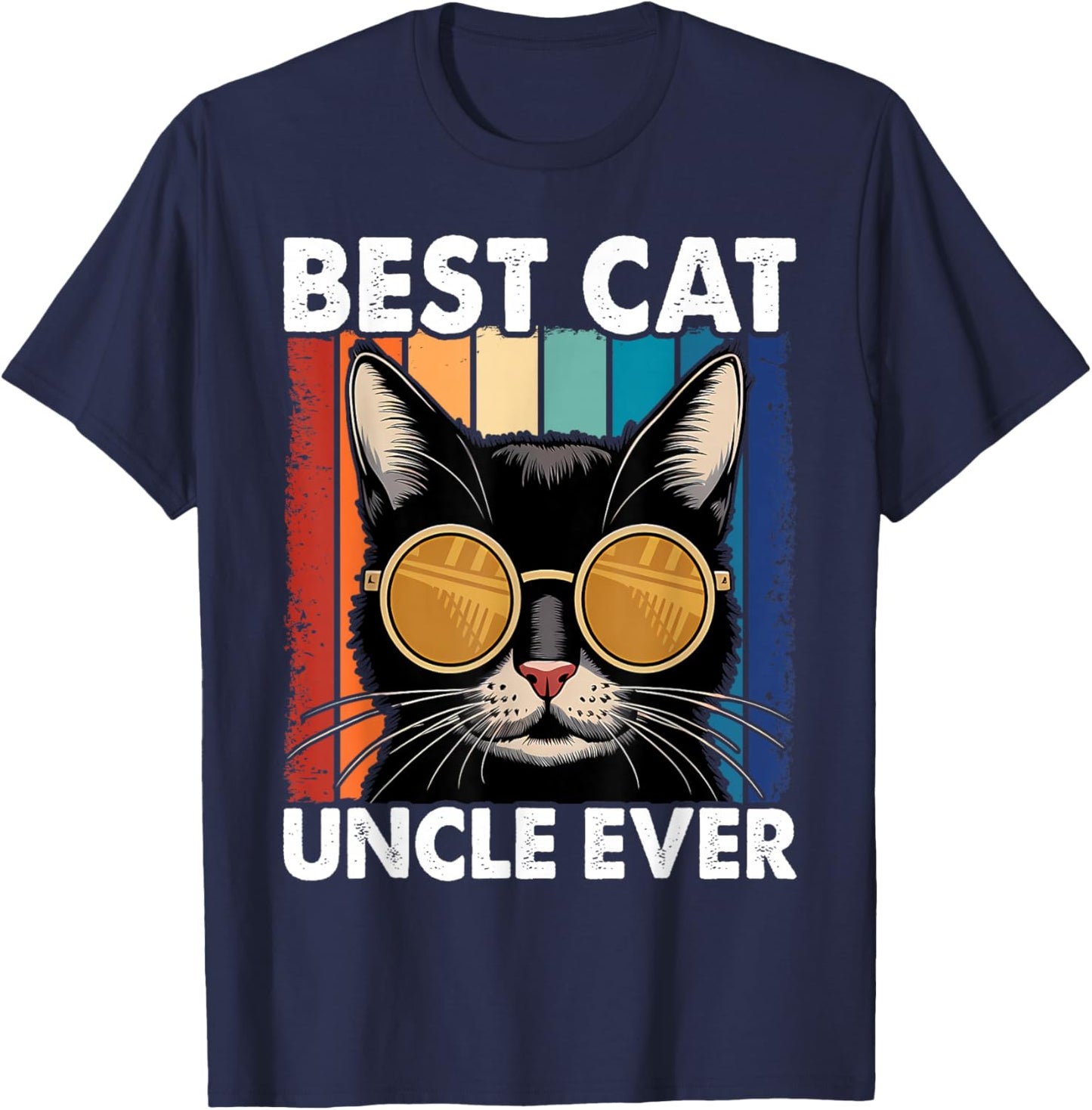 Best Cat Uncle Ever Men Cat Lover Black Cat Themed Funny Cat T-Shirt - T-Shirt | Navy