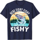 Here-Fishy Rainbow Trout Fly Fishing Gift Funny Dad Joke T-Shirt - T-Shirt | Navy