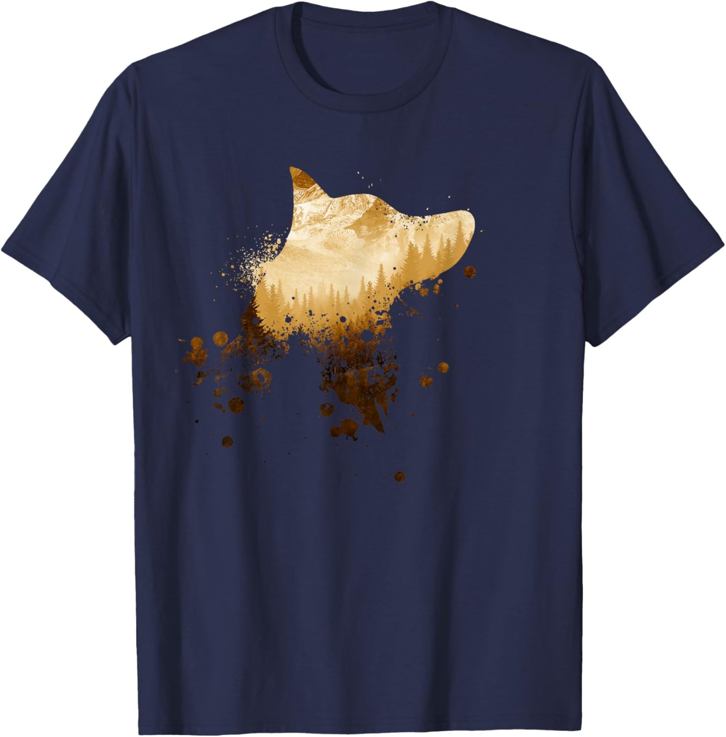 Vintage White Dog Silhouette | GSD | White German Shepherd T-Shirt - T-Shirt | Navy