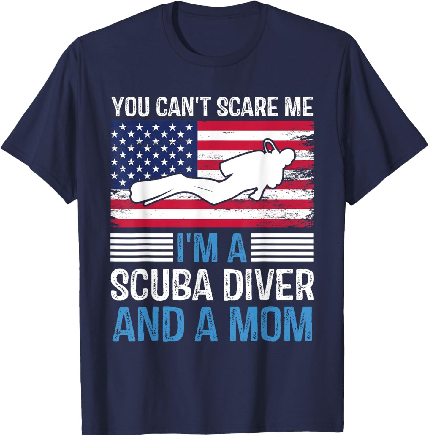Divers Scuba Diving Mask Snorkel Fins American Flag USA Women Kids Men T-Shirt - T-Shirt | Navy