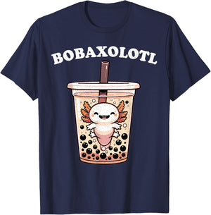 Axolotl Boba Tea Bubble Tea Milk Tea Anime Axolotl Funny T-Shirt - T-Shirt | Navy