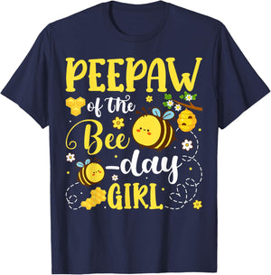 Peepaw of The Bee-Day Girl Birthday Party Matching Family T-Shirt - T-Shirt | Navy
