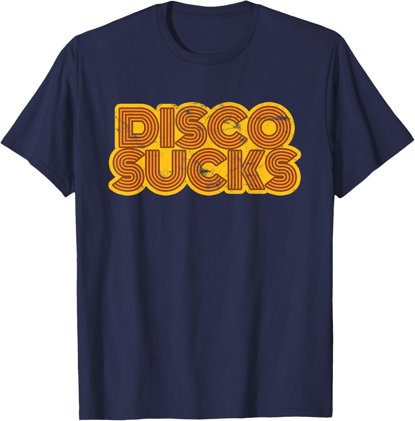 Disco Sucks Vintage Style Funny Concert 70s Distressed T-Shirt - T-Shirt | Navy