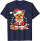 Family Xmas Lighting Santa Yorkie Dog Christmas T-Shirt - T-Shirt | Navy