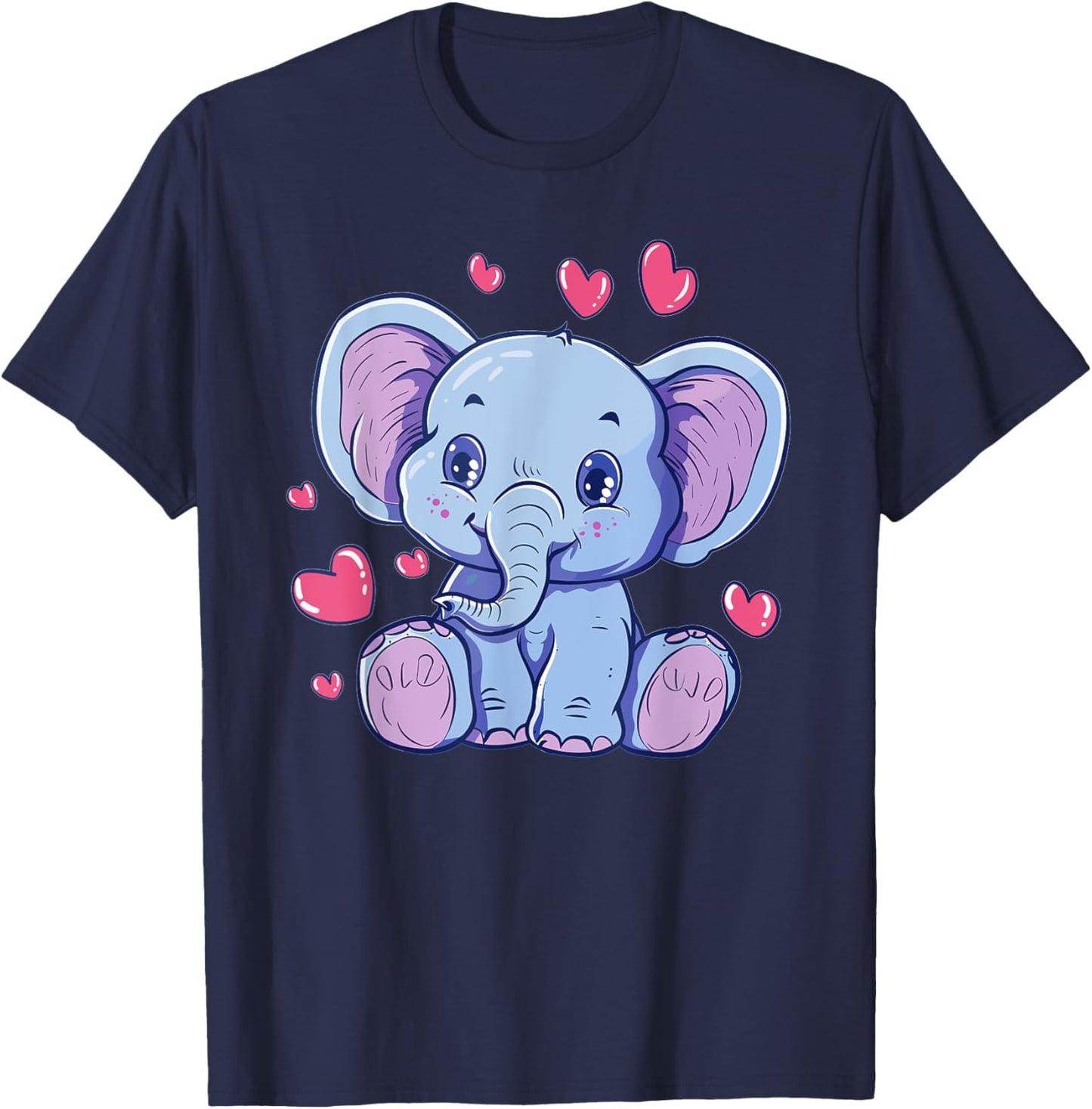 Cute Elephant With Hearts I Kids Elephant T-Shirt - T-Shirt | Navy