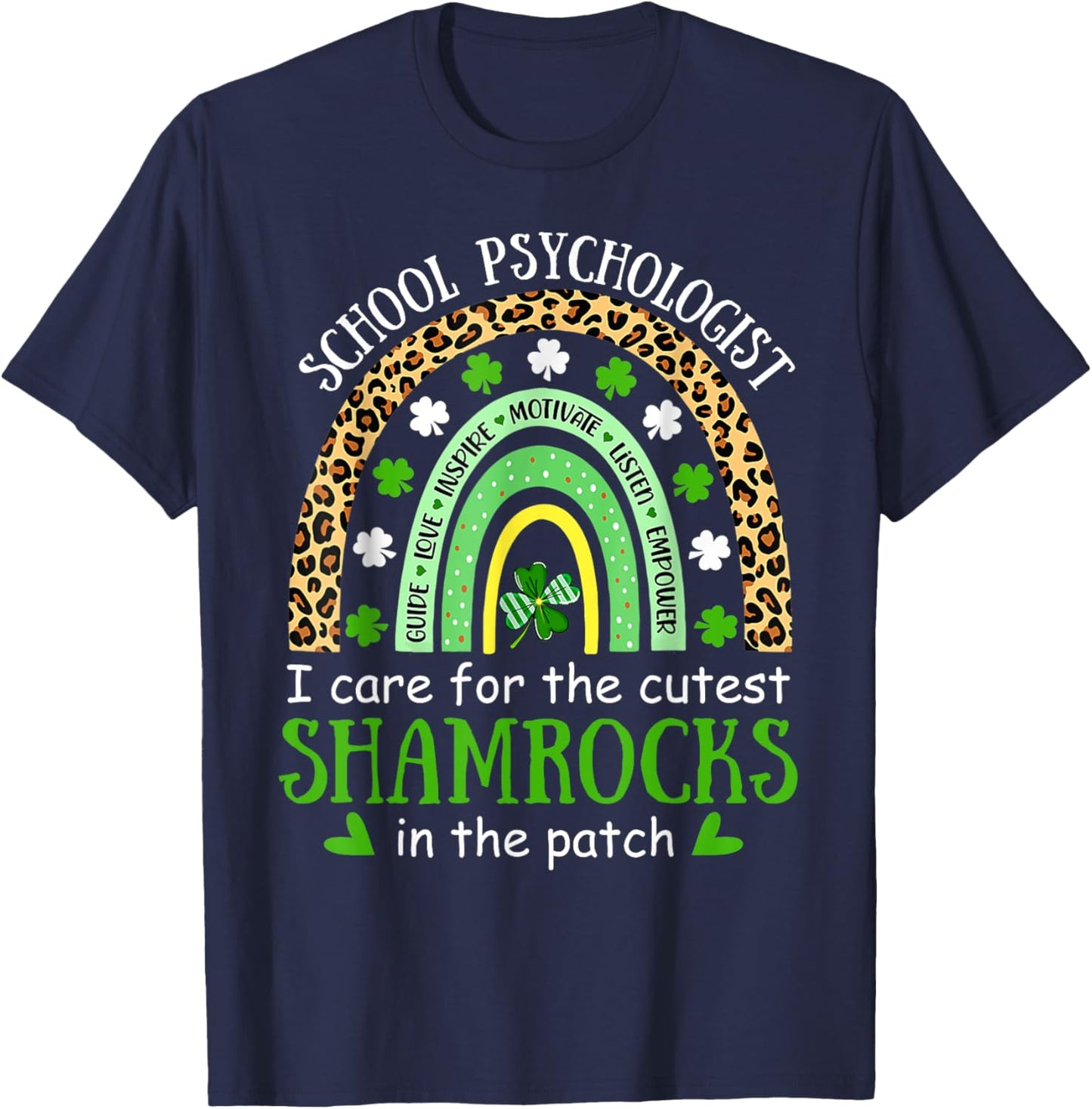 I Teach Cutest Shamrocks School Psychologist St Patricks Day T-Shirt - T-Shirt | Navy