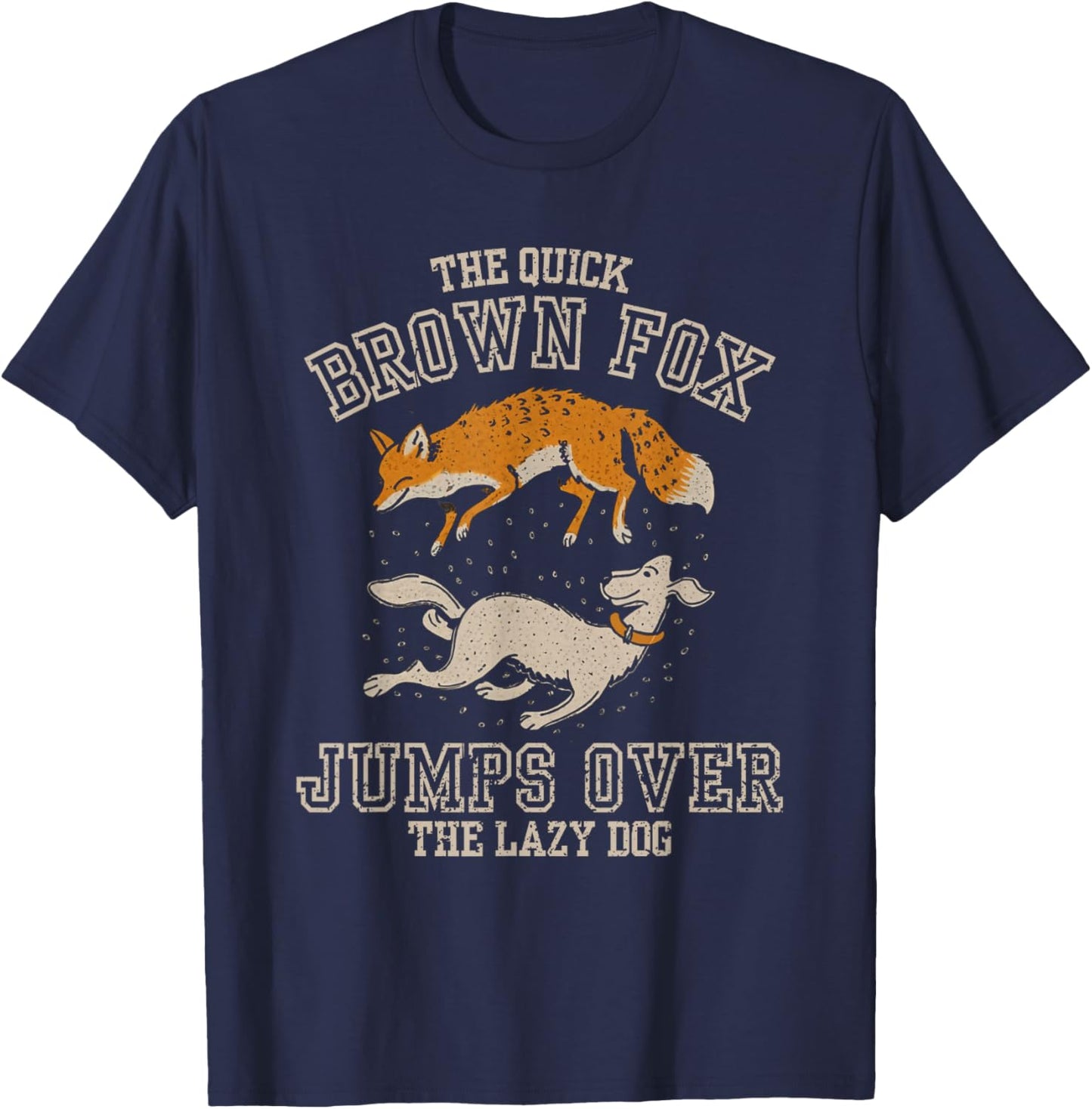 The Quick Brown Fox Jumps Over the Lazy Dog Typographer T-Shirt - T-Shirt | Navy