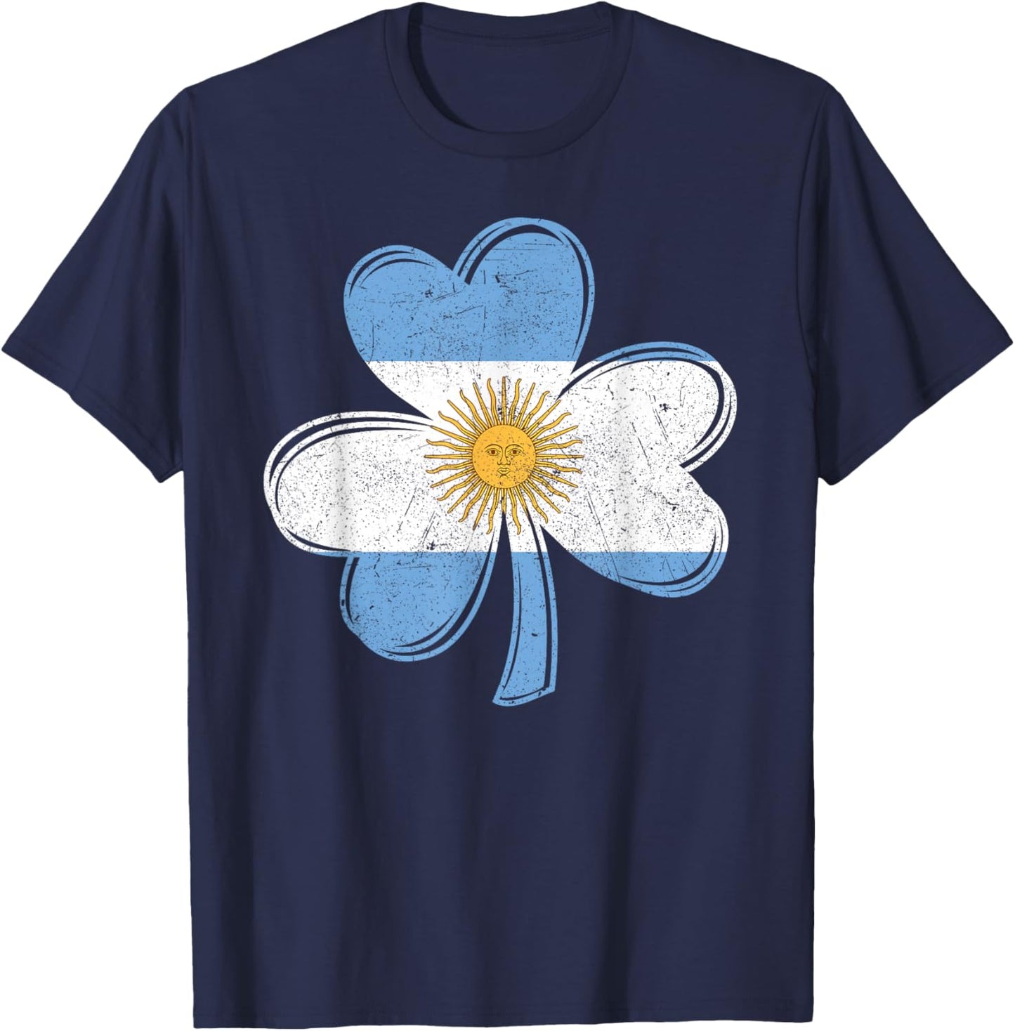 Argentina Flag Shamrock Irish Patriotic Patricks Day Retro T-Shirt - T-Shirt | Navy