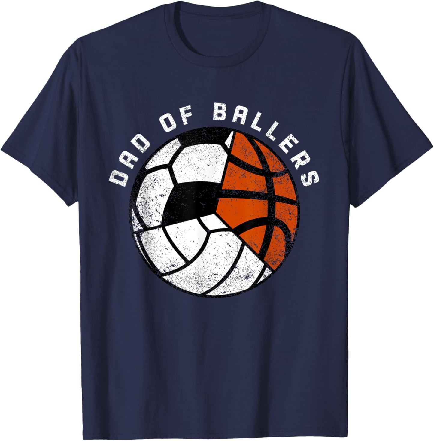 Dad Of Ballers Funny Volleyball Soccer Basketball Dad T-Shirt - T-Shirt | Navy