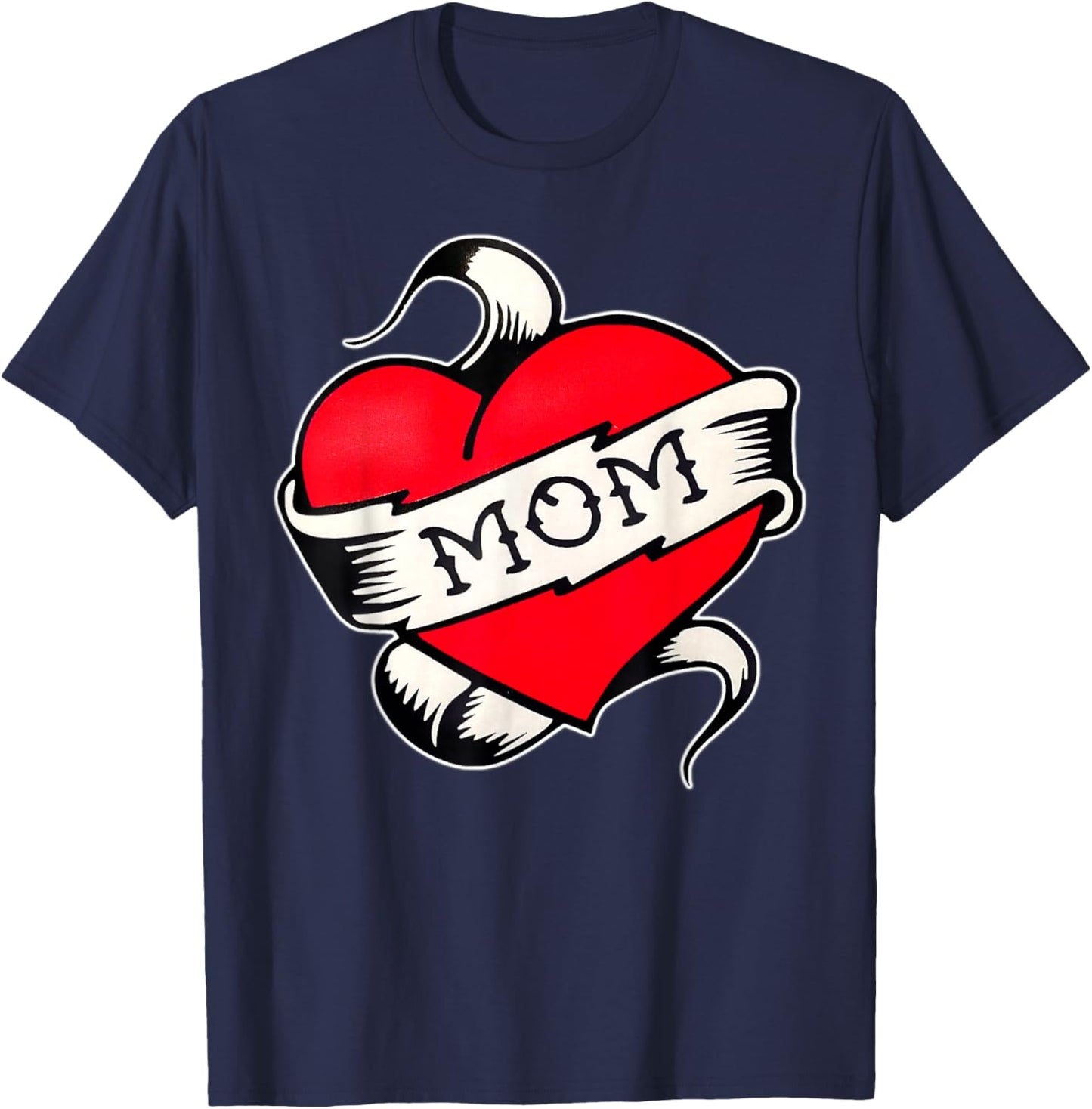 Mom Heart Traditional Old School Tattoo Flash T-Shirt - T-Shirt | Navy