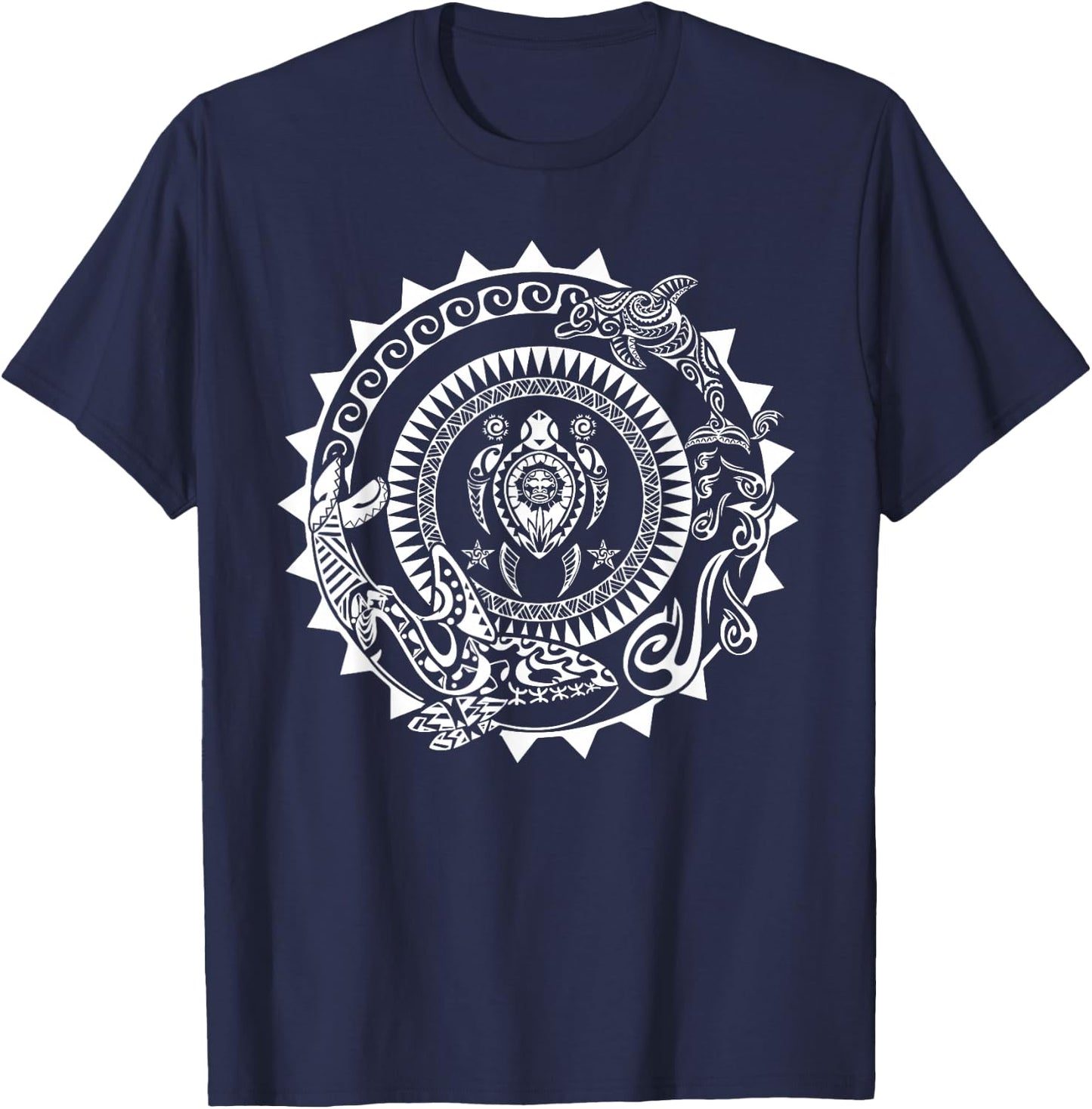 Maori Polynesian Tattoo Orca Dolphin Turtle Scuba Diving T-Shirt - T-Shirt | Navy