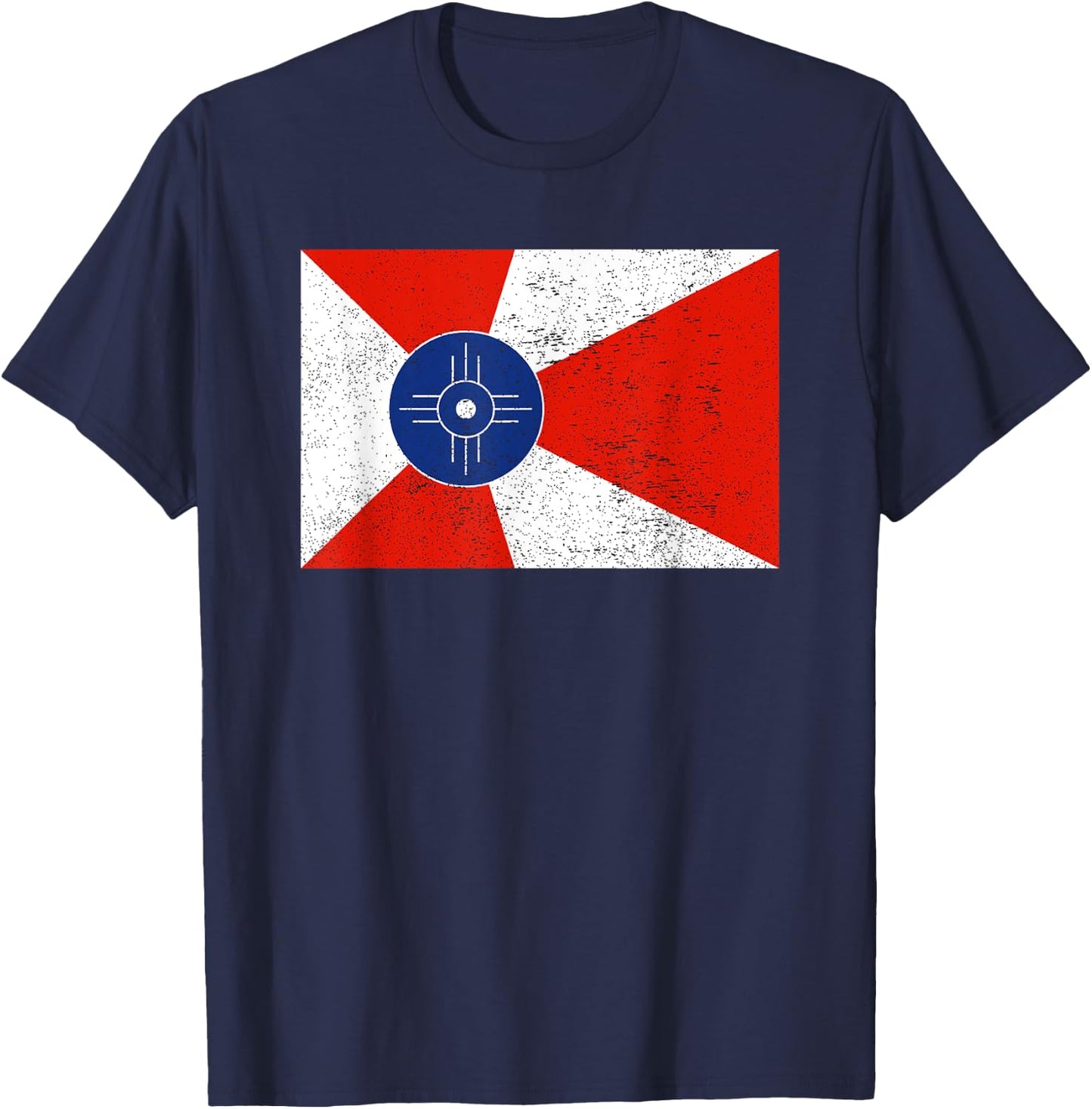 Retro Vintage Distressed Wichita Flag Kansas Home Pride T-Shirt - T-Shirt | Navy