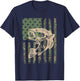 Camouflage USA Flag Big Mouth Bass Fishing T-Shirt - T-Shirt | Navy