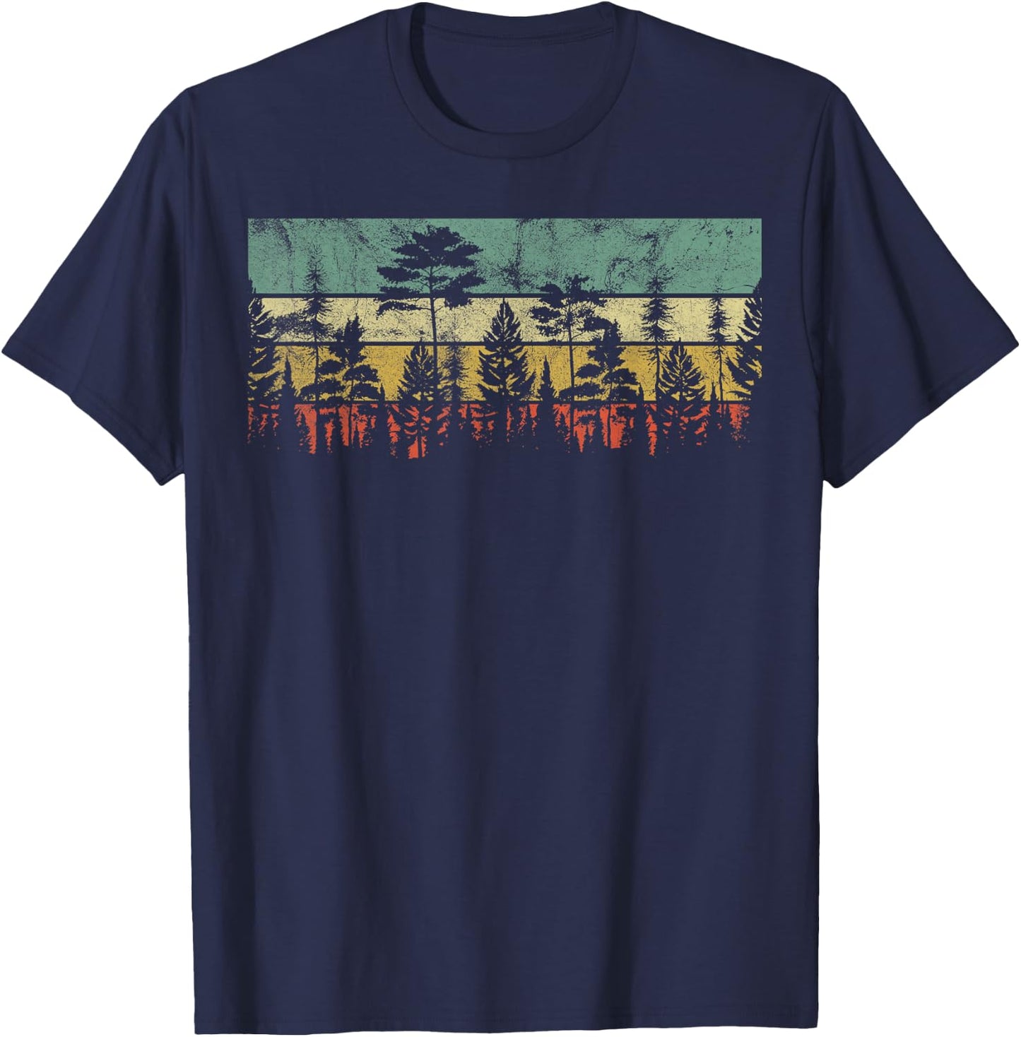 Trees Outdoors Wildlife Nature Vintage Forest Nature Retro T-Shirt - T-Shirt | Navy