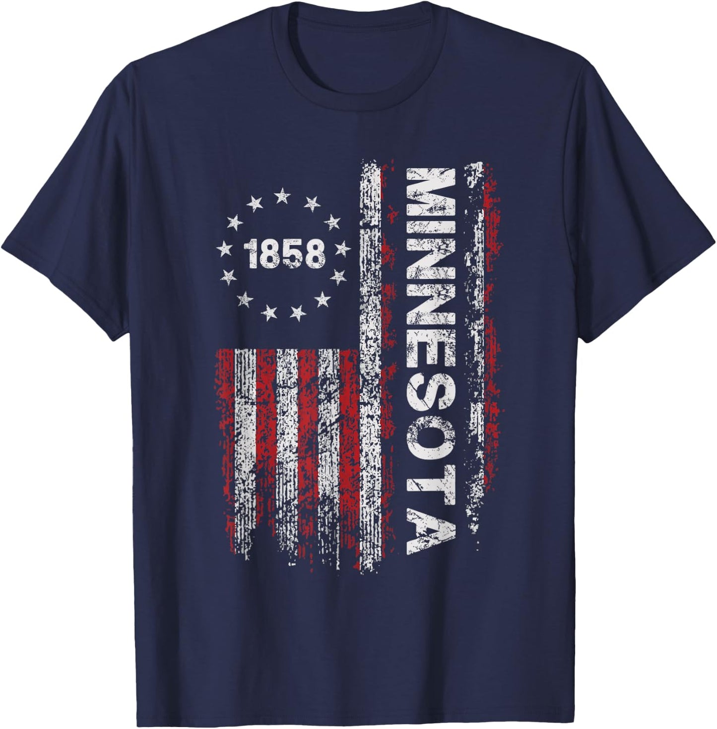 1858 Minnesota State US Flag Vintage Women Youth T-Shirt - T-Shirt | Navy