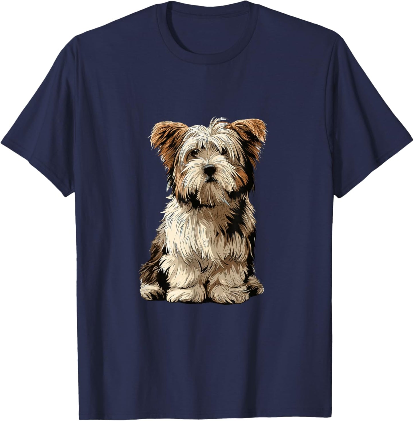 Biewer Terrier Dog Illustration T-Shirt - T-Shirt | Navy