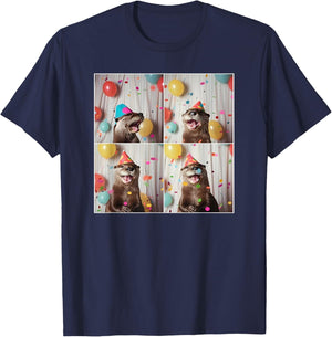 Cute Otter Face River Animal Colorful Sea Otter Birthday T-Shirt - T-Shirt | Navy