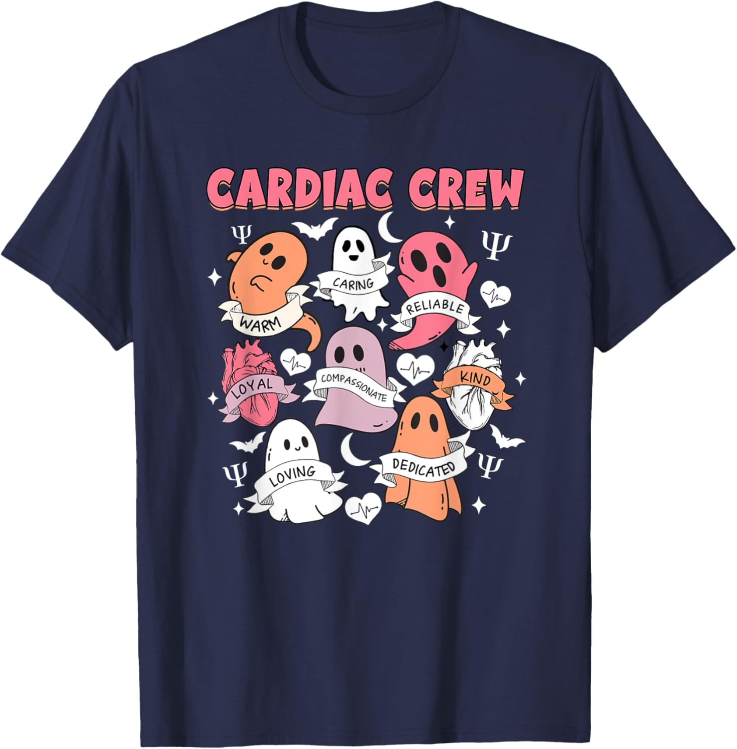 Cardiac Crew Cardiology Nurse Cardiologist Boo Halloween T-Shirt - T-Shirt | Navy