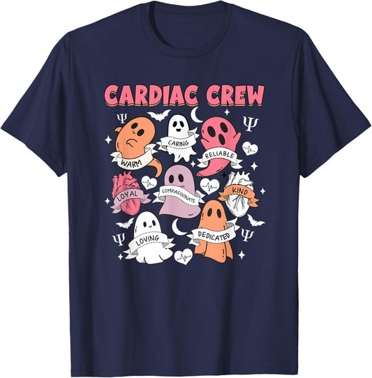 Cardiac Crew Cardiology Nurse Cardiologist Boo Halloween T-Shirt - T-Shirt | Navy