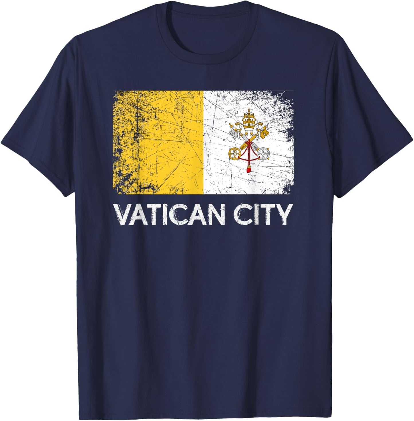 Vatican Flag | Vintage Made In Vatican Gift T-Shirt - T-Shirt | Navy