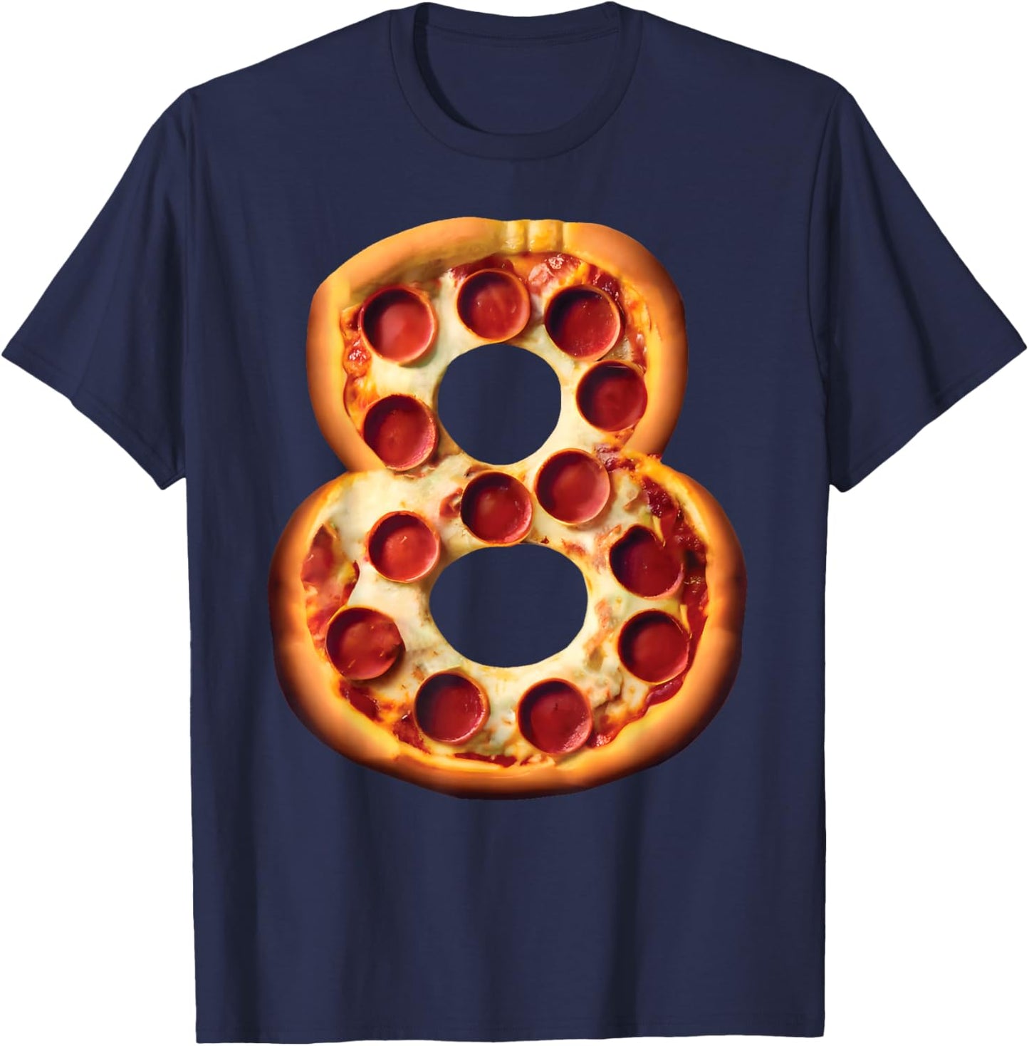 8th Birthday Pizza Party Boys Cheese Kids Pie Eight Bday Boy T-Shirt - T-Shirt | Navy