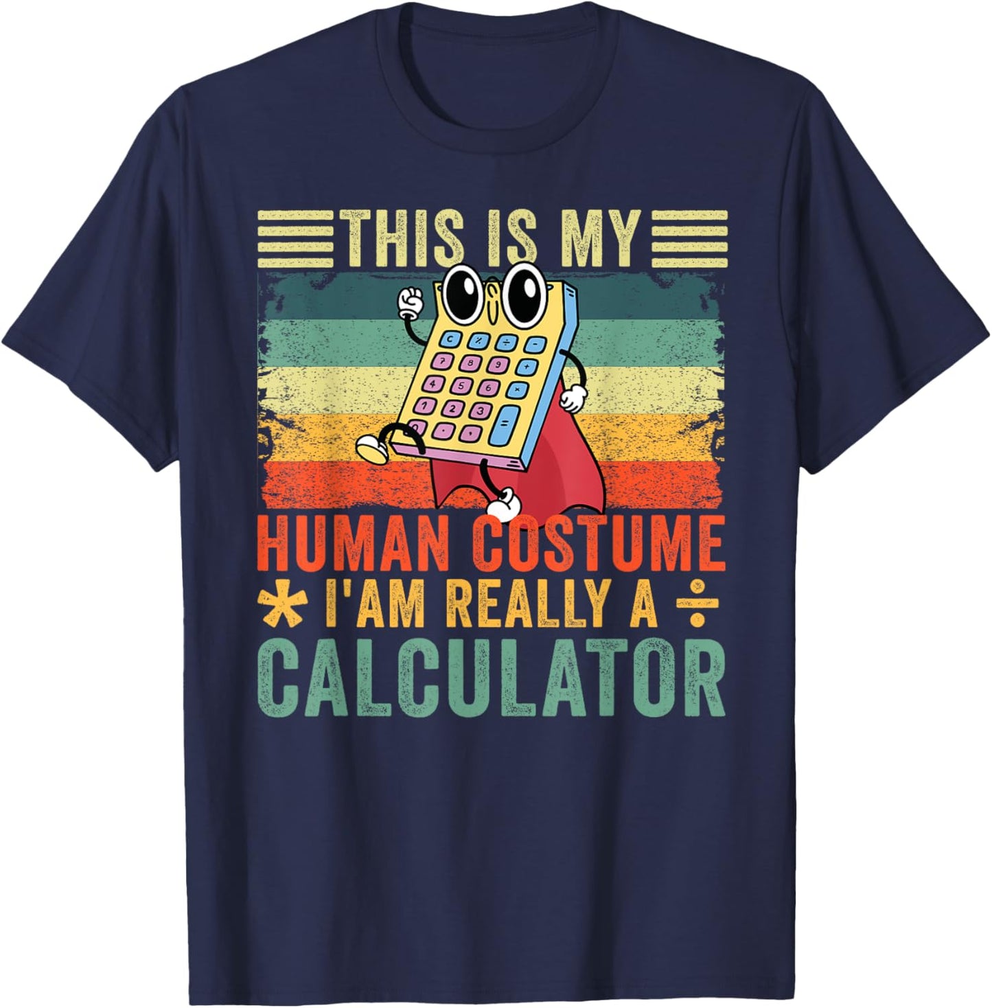 Math Calculator Costume - Black, Small - -Adults T-Shirt - T-Shirt | Navy
