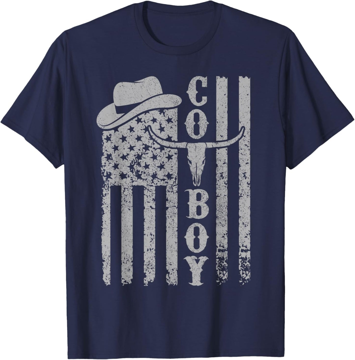Western Country Men Teen Boy Kid Rodeo Southern Retro Cowboy T-Shirt - T-Shirt | Navy