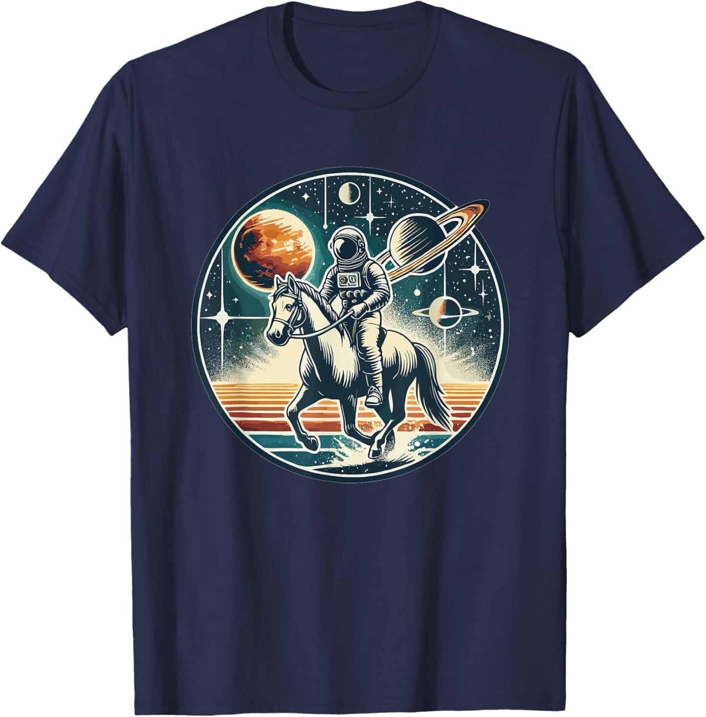 Space Cowboy Astronaut Riding Horse Cosmic Western Sci-Fi T-Shirt - T-Shirt | Navy