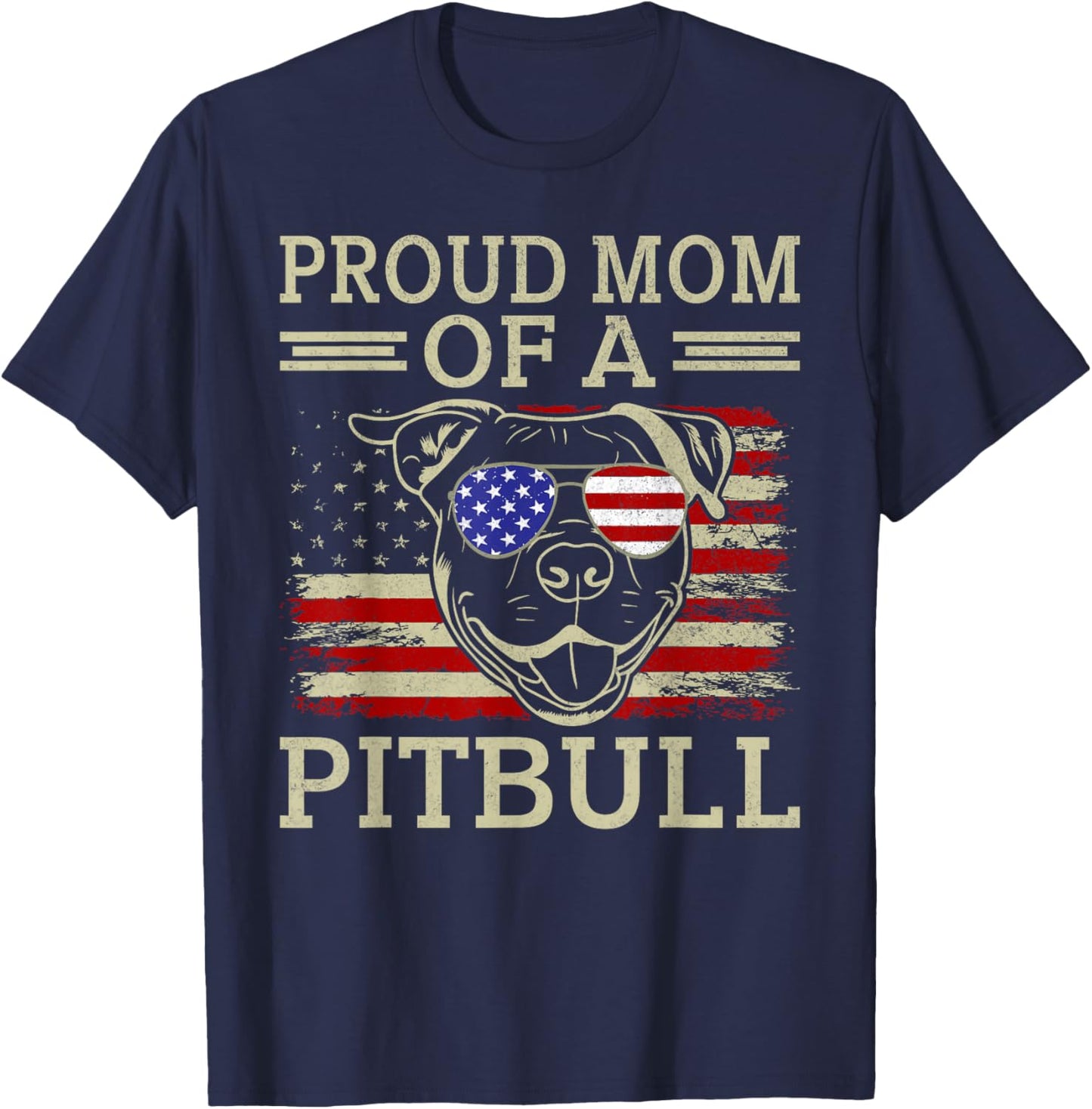 Proud Mom of a Pitbull Mom Pitbull T-Shirt - T-Shirt | Navy