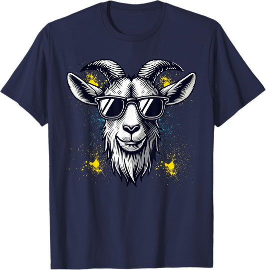 Goat Sunglasses Graphic T-Shirt - T-Shirt | Navy