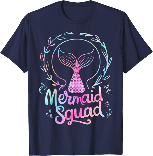 Mermaid Squad Of The Birthday Mermaid T-Shirt - T-Shirt | Navy