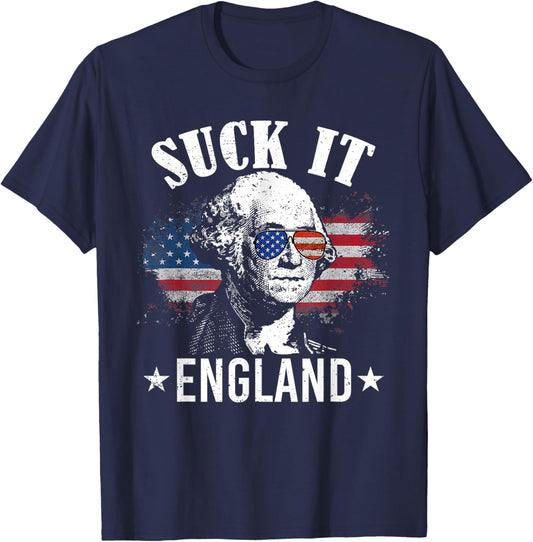 Suck It England Funny 4th of July George Washington Men T-Shirt - T-Shirt | Navy