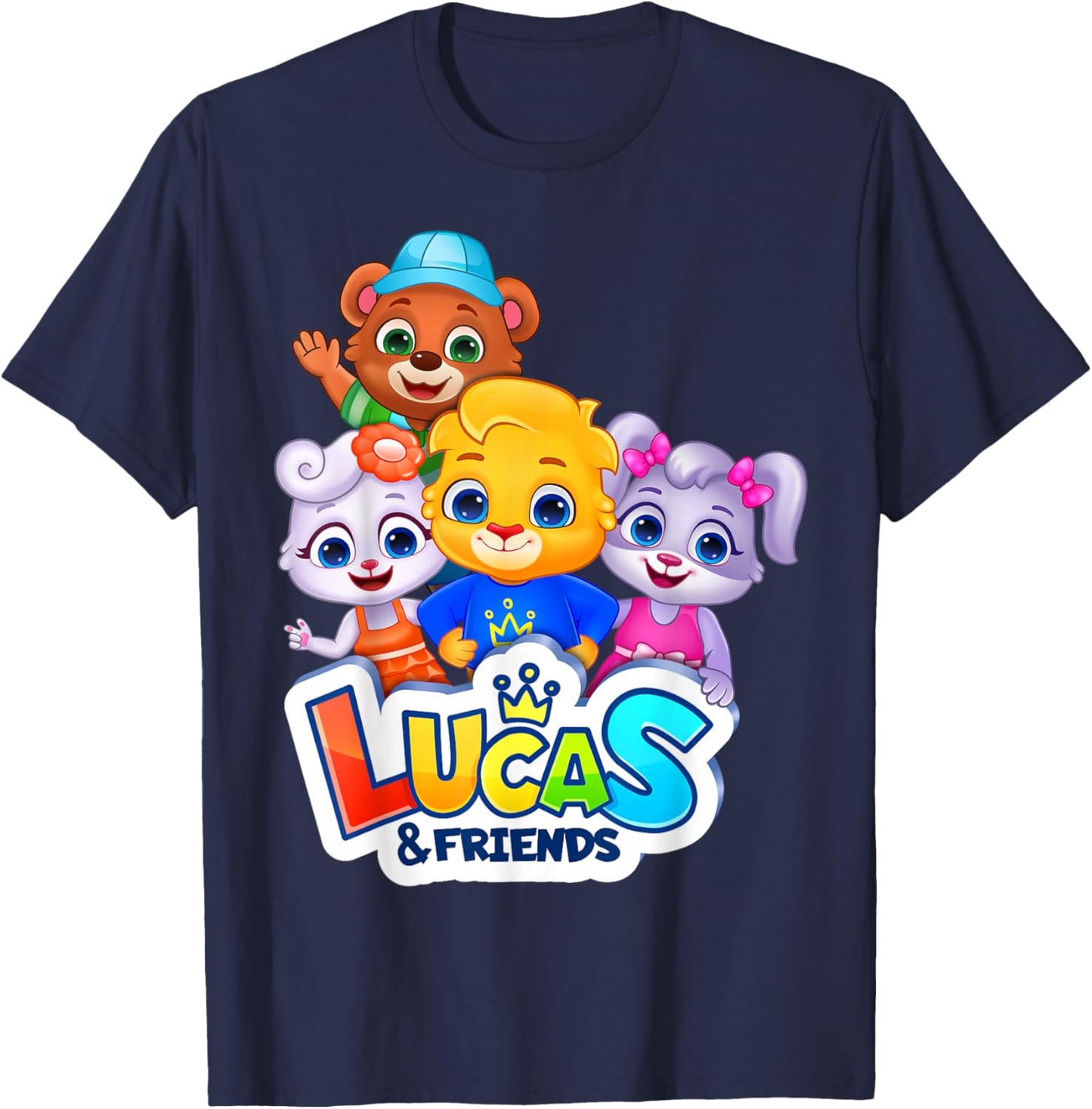 RV AppStudios Official Characters | Lucas & Friends Gang Small T-Shirt - T-Shirt | Navy