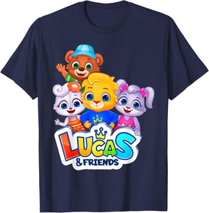 RV AppStudios Official Characters | Lucas & Friends Gang Small T-Shirt - T-Shirt | Navy