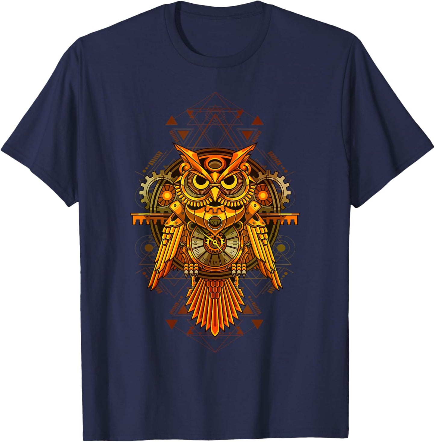 Mechanical Steampunk Owl. T-Shirt - T-Shirt | Navy