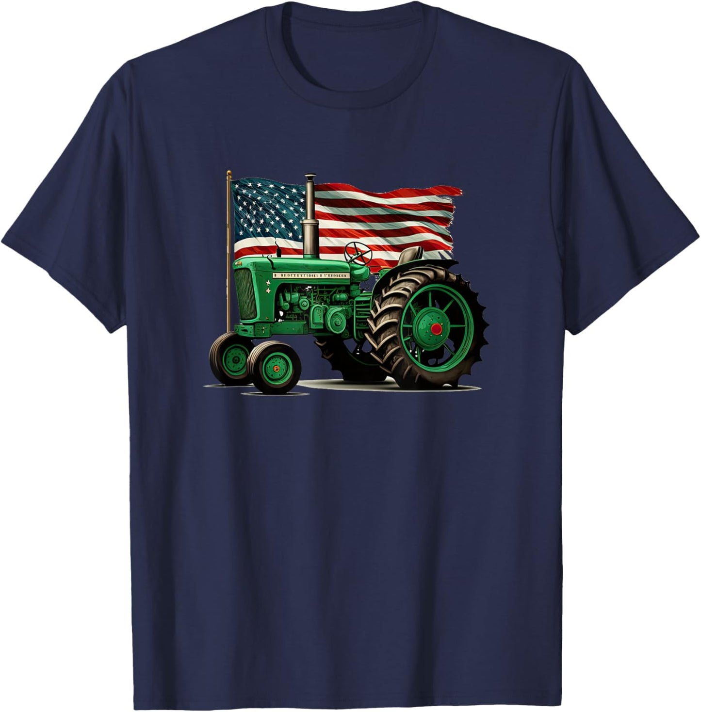 Agriculture Farm Tractor USA Flag Tractor American Farm USA T-Shirt - T-Shirt | Navy
