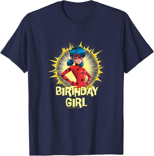 Kids Miraculous Lady Bug - Birthday Girl T-Shirt - T-Shirt | Navy