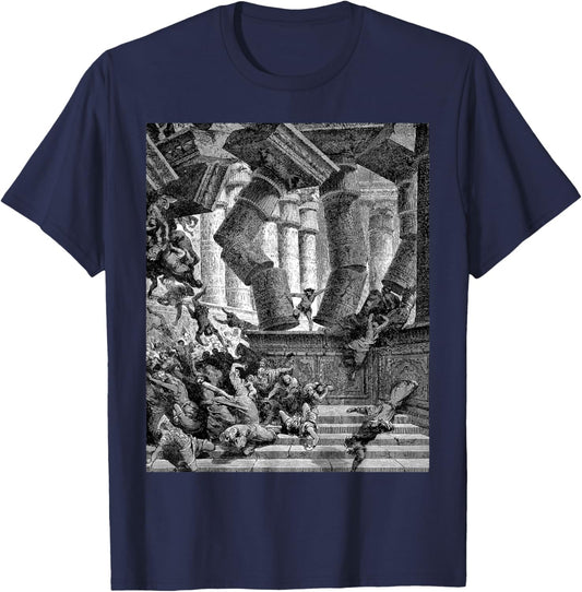 Death of Samson Gustave Dore Biblical Art The Bible Cool T-Shirt - T-Shirt | Navy